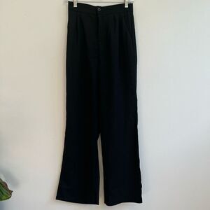 Black High Rise Elastic Back Straight Leg Boutique Trouser Pant Medium
